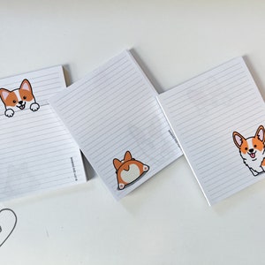 Corgi Design (NEW DESIGN!)  Notepad with 3 different designed lined pages | 3 x 4" notepad | paper pad | notebook