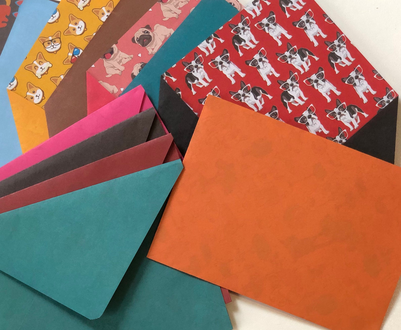 Dog & Puppy themed Stationary 13 Envelopes Hand Made Etsy