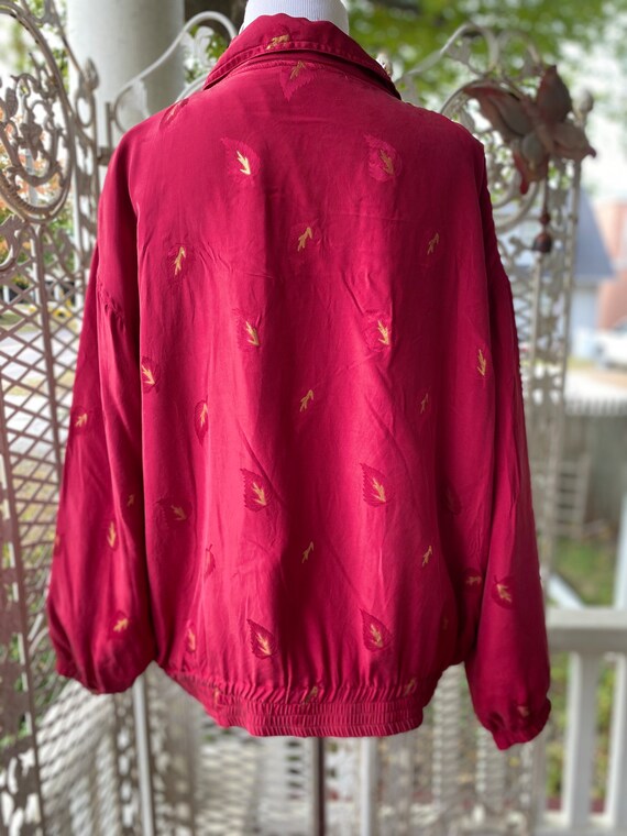 80s Silk Windbreaker with golden thread autumn le… - image 2