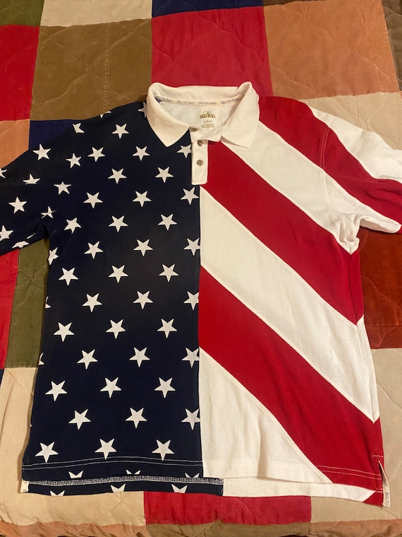 Bass Pro Shop Red Head Stars and Stripes vtg Polo… - image 2