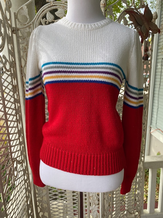 90s Rainbow Knit sweater, Italian Mob, size small