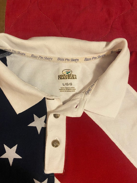 Bass Pro Shop Red Head Stars and Stripes vtg Polo… - image 4