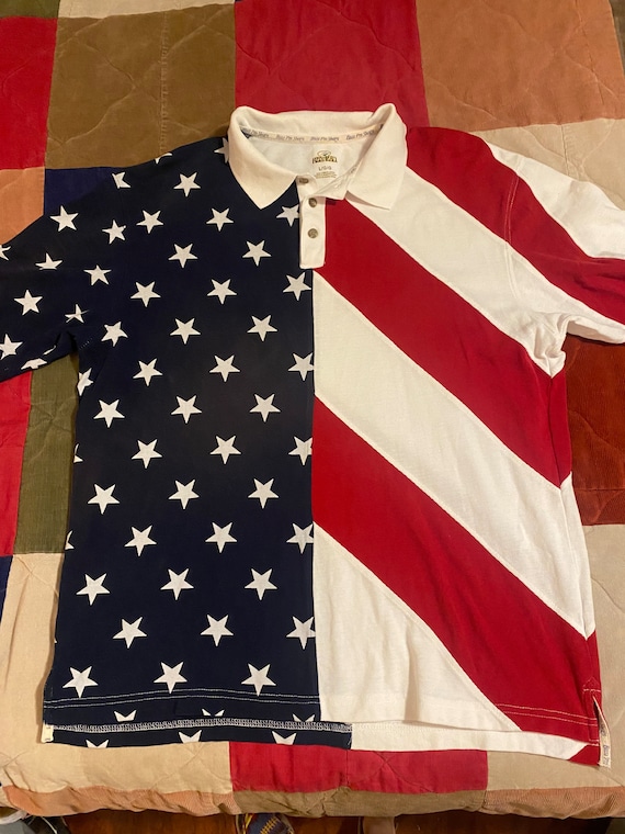 Bass Pro Shop Red Head Stars and Stripes vtg Polo… - image 1