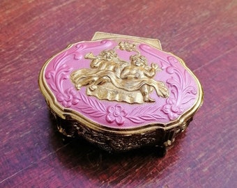 Small Pink and Golden Trinket Box with Cherubs