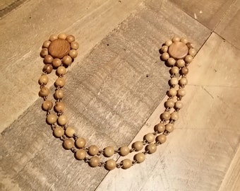 Wooden Lapel/Collar Pin/Brooch with Chains