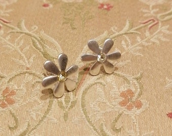 Cute White Metal Flower Studs