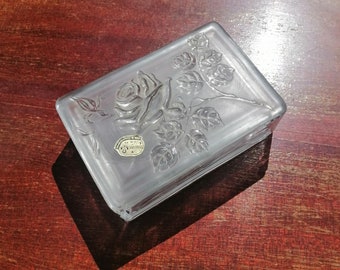Bohemia Glass Trinket Box with Rose