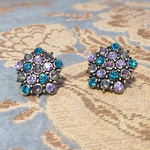 Purple and Turquoise Pentagon Earrings