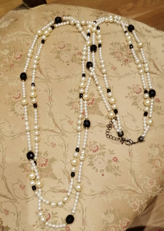 Long Double Stranded Beaded Necklace - image 2