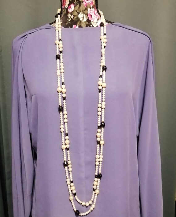 Long Double Stranded Beaded Necklace - image 4