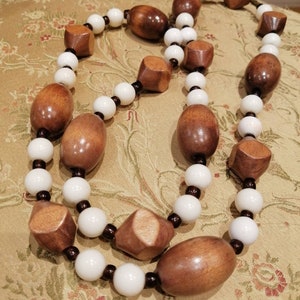 Long Beaded Necklace, Plastic and Wood