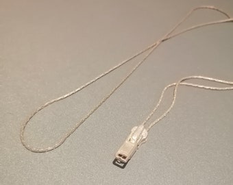 Silver Coloured Long Necklace with Zipper Decoration