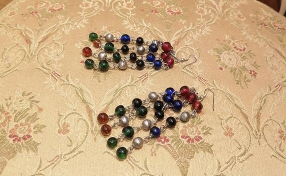 Multi-Coloured Beaded Dangle Earrings - image 1