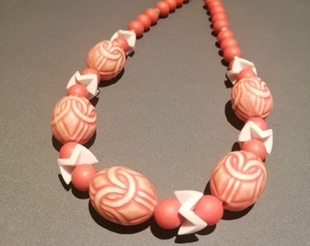 Orange Beaded Retro Necklace