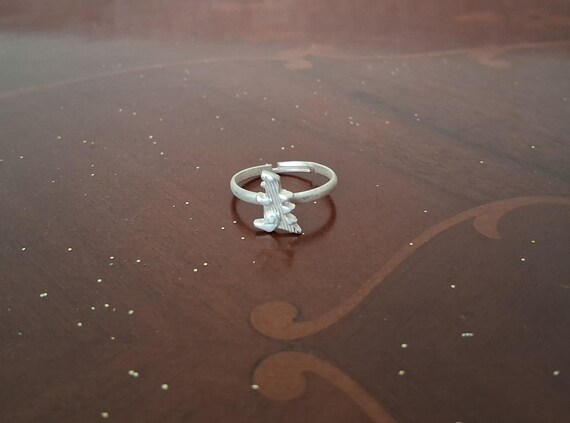 Tiny Silver Coloured Dinosaur Adjustable Ring - image 1