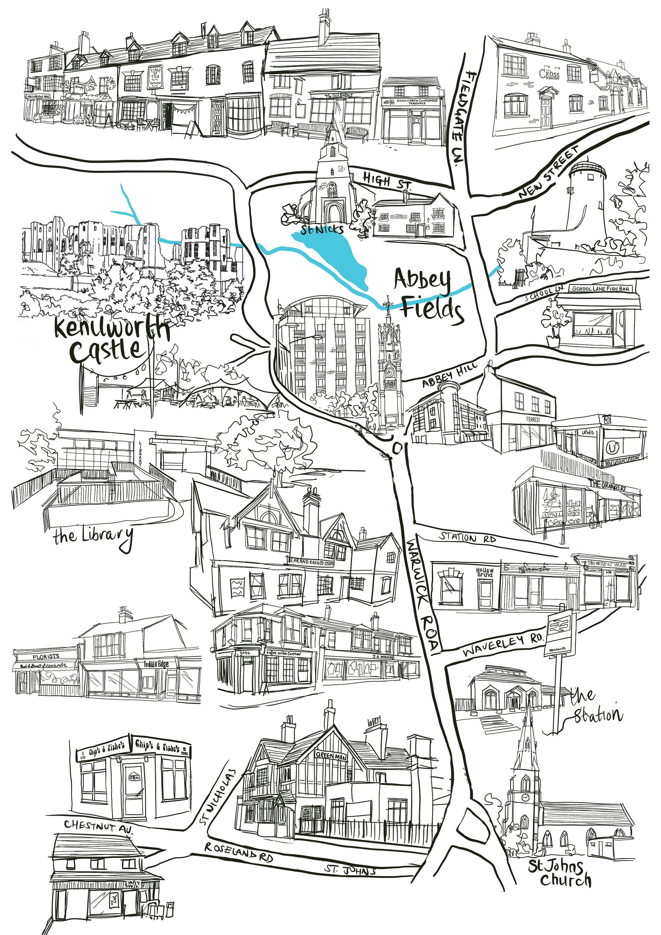 Illustrated Kenilworth Local Map