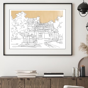 Hatton Locks in Colour Print - Warwick/Leamington Illustration - Warwickshire Landmarks