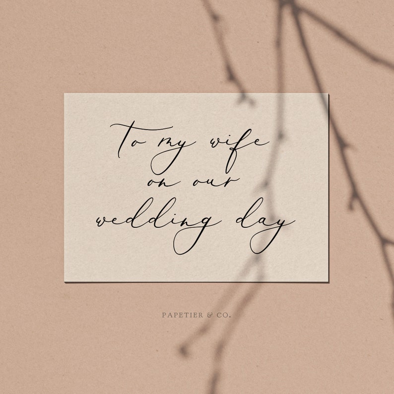 DIGITAL Minimalistic Modern Simple \u201cTo My Wife on Our Wedding Day\u201dHis Vows Card Digital and PrintableDownloadable