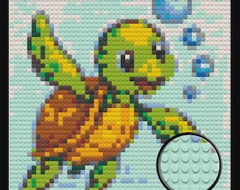 Cute Turtle Home decoration Bricked Mosaic Portrait 16x16"