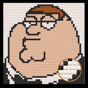 Peter Griffin Brick Mosaic Kit – Family Guy DIY Wall Art 16x16&quot; – Funny Pixel Portrait – Lego Style Pop Culture Home Decor
