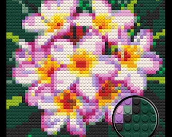 Pink Frangipani Flower Home decoration Bricked Mosaic Portrait 16x16"