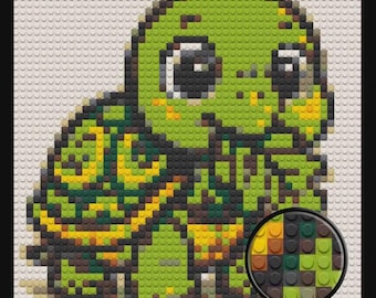 Cute Turtle Home decoration Bricked Mosaic Portrait 16x16"
