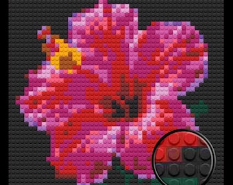 Rose Mallow Flower Home decoration Bricked Mosaic Portrait 16x16"