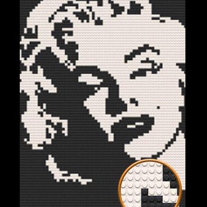 Marilyn Monroe Silhouette Brick Mosaic Kit – 20x30 Minimalist Black & White DIY Wall Art – Iconic Lego-style Portrait – Modern Home Decor