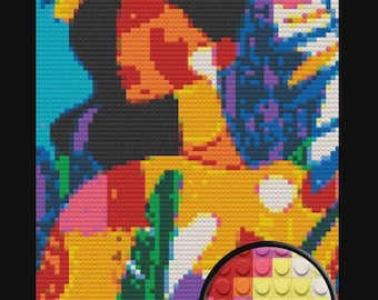Abstract Woman Bricked Mosaic Home Decor 20x30"