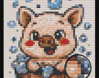 Cute Piglet Home decoration Bricked Mosaic Portrait 16x16"
