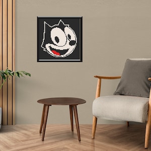 Felix the Cat Brick Mosaic Kit – DIY Lego Style Wall Art – Custom Pixel Portrait – Free Preview – Unique Gift for Cartoon & Retro Art Fans