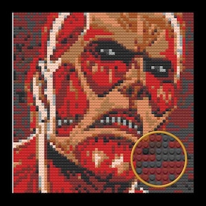 Attack on Titan Colossal Titan Bricked Mosaic Portrait 20x20