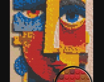 Abstract Face Bricked Mosaic Home Decor 20x30"