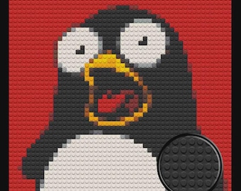 Shocked Penguin Home decoration Bricked Mosaic Portrait 16x16"