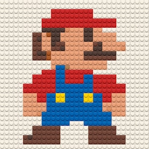 Bricked Mosaic Portrait / Free preview / Special Gift / Custom Art / DIY Brick Mosaic / Birthday, Anniversary 10x10&quot; Super mario bros