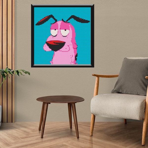 Courage The Cowardly Dog brick Portrait / Ask for Free a preview/ Special Gift / Custom Art / DIY Brick Mosaic / Home decor / Wall art