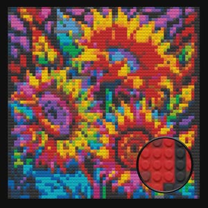 Flower Bricked Mosaic Portrait 20x20