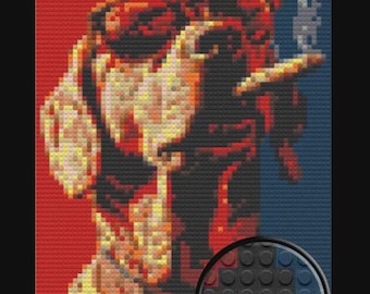 Cool Smoking Dog Bricked Mosaic Home Decor 20x30"