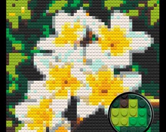 Frangipani Flower Home decoration Bricked Mosaic Portrait 16x16"