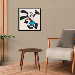 Oswald the Lucky Rabbit Mosaic Kit – Vintage Cartoon-Inspired DIY Wall Art – Lego Style Pixel Portrait – Gift for Disney Fans & Kids Room