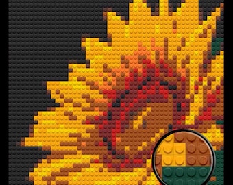 Sunflower Home decoration Bricked Mosaic Portrait 16x16"