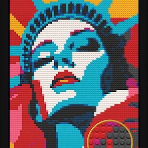 Pop Art Statue of Liberty Bricked Mosaic Portrait 20x30