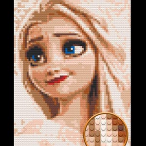 Ice Queen Inspired Brick Mosaic Kit – 20x30 DIY Pixel Wall Art – Frozen Style Portrait – Lego-Inspired Decor – Gift for Disney Fans & Kids