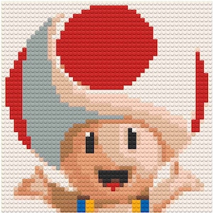 Toad Brick Mosaic Kit – 16x16 DIY Pixel Art – Mario Bros Inspired Lego Style Wall Decor – Fun Gift for Gamers & Nintendo Fans