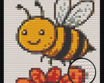 Cute Bee Home decoration Bricked Mosaic Portrait 16x16"