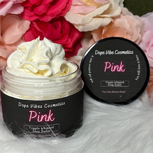 Pink Sugar Whipped Body Butter, Triple Whipped Shea Butter, All Natural Skincare, Organic Shea Butter, Great for all skin types.