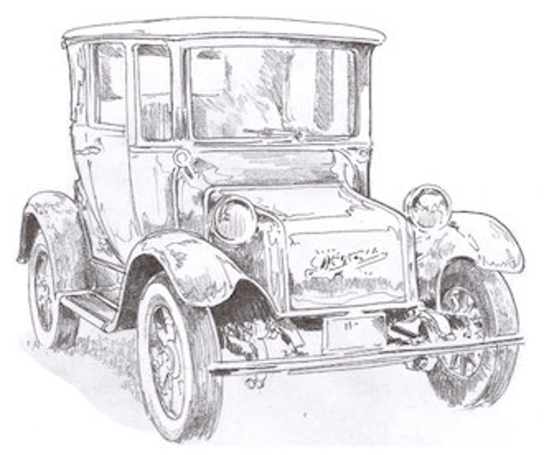 1920s Electric Car Coloring page | Etsy