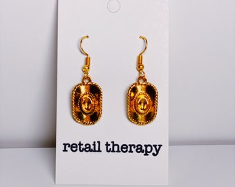 cowgirl hat earrings, cowgirl earrings, cowboy hat earrings, country earrings, silver cowboy hat earrings, gold cowboy hat earrings, country