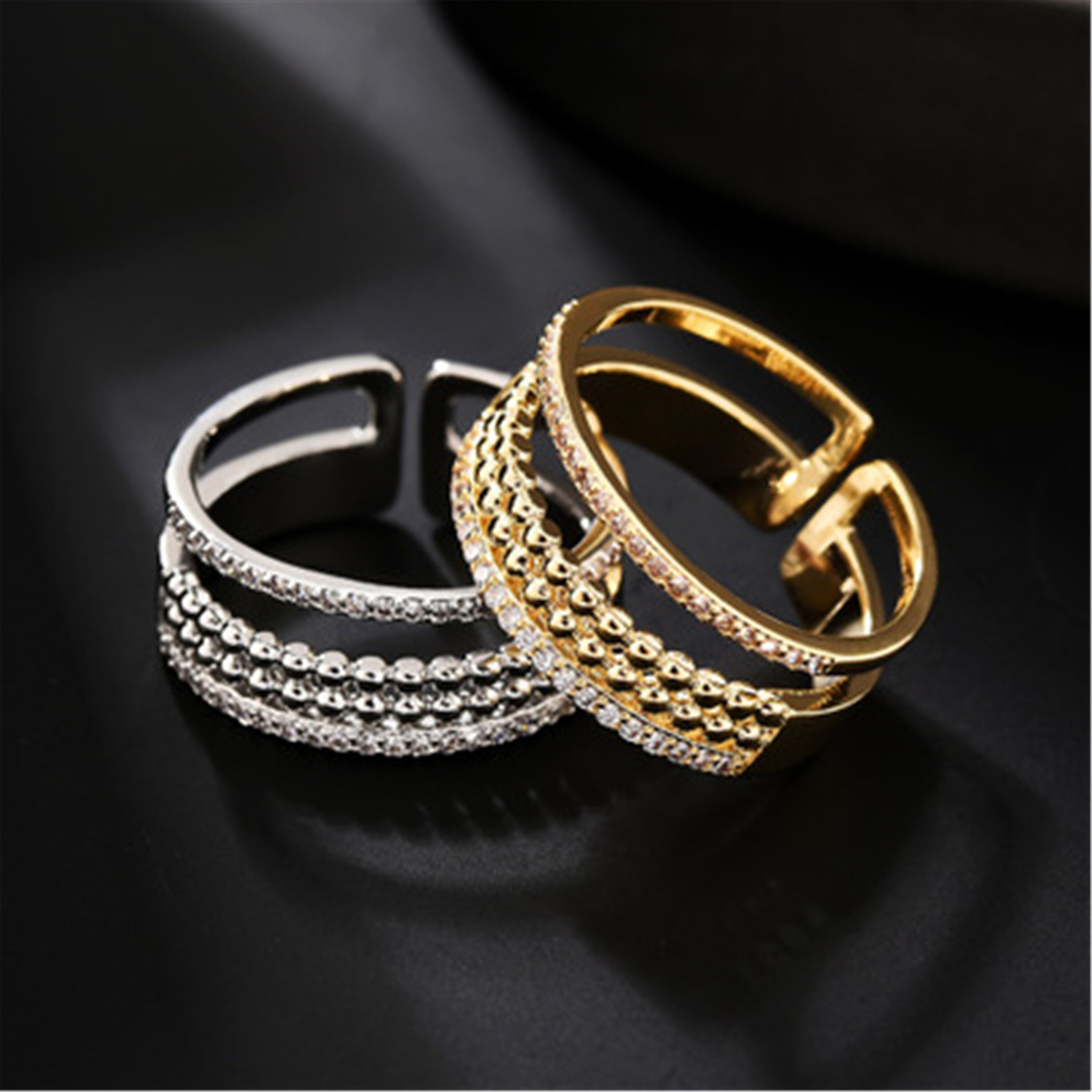 Rings For Women/Men5Layer Adjustable Rings With Rhinestones Etsy