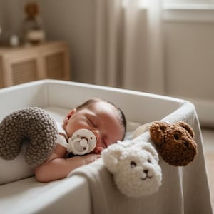 Sherpa Teddy Pacifier Holder | Smiley Pacifier Holder | Happy Face | Teddy Bear | Pacifier Clip | Newborn | Babyshower Gift | Smiley Face